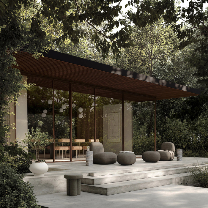 Toe, Outdoor Lounge Chair, Flat, Stone Gray