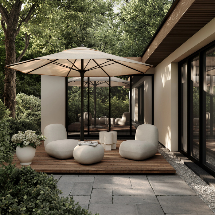 Toe, Outdoor Ottoman, Warm Ash