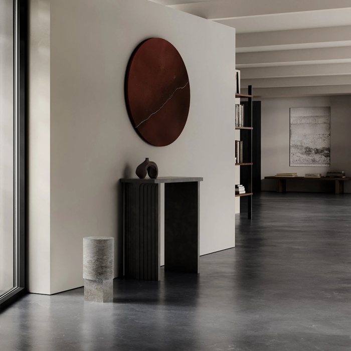 Arc, Console Table, Silver Travertine-Coffee