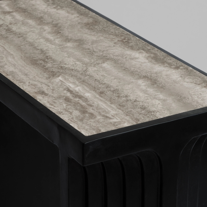 Arc, Console Table, Silver Travertine-Coffee